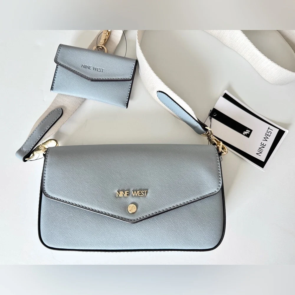 Nine West Light Blue Crossbody With Card Case - NWT